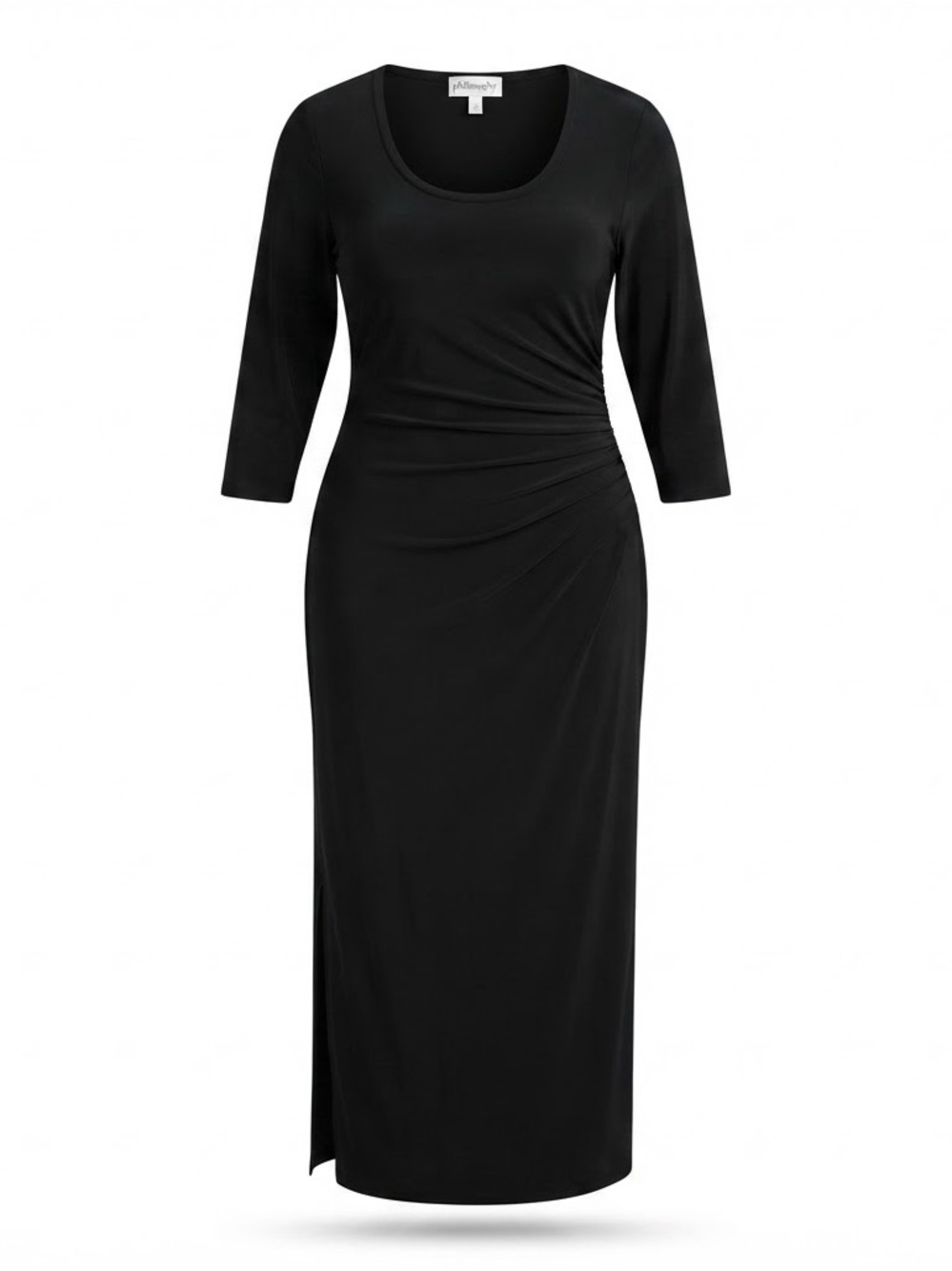 Philosophy Black Scoop-Neck Long Sleeve Maxi Dress with Side Ruching